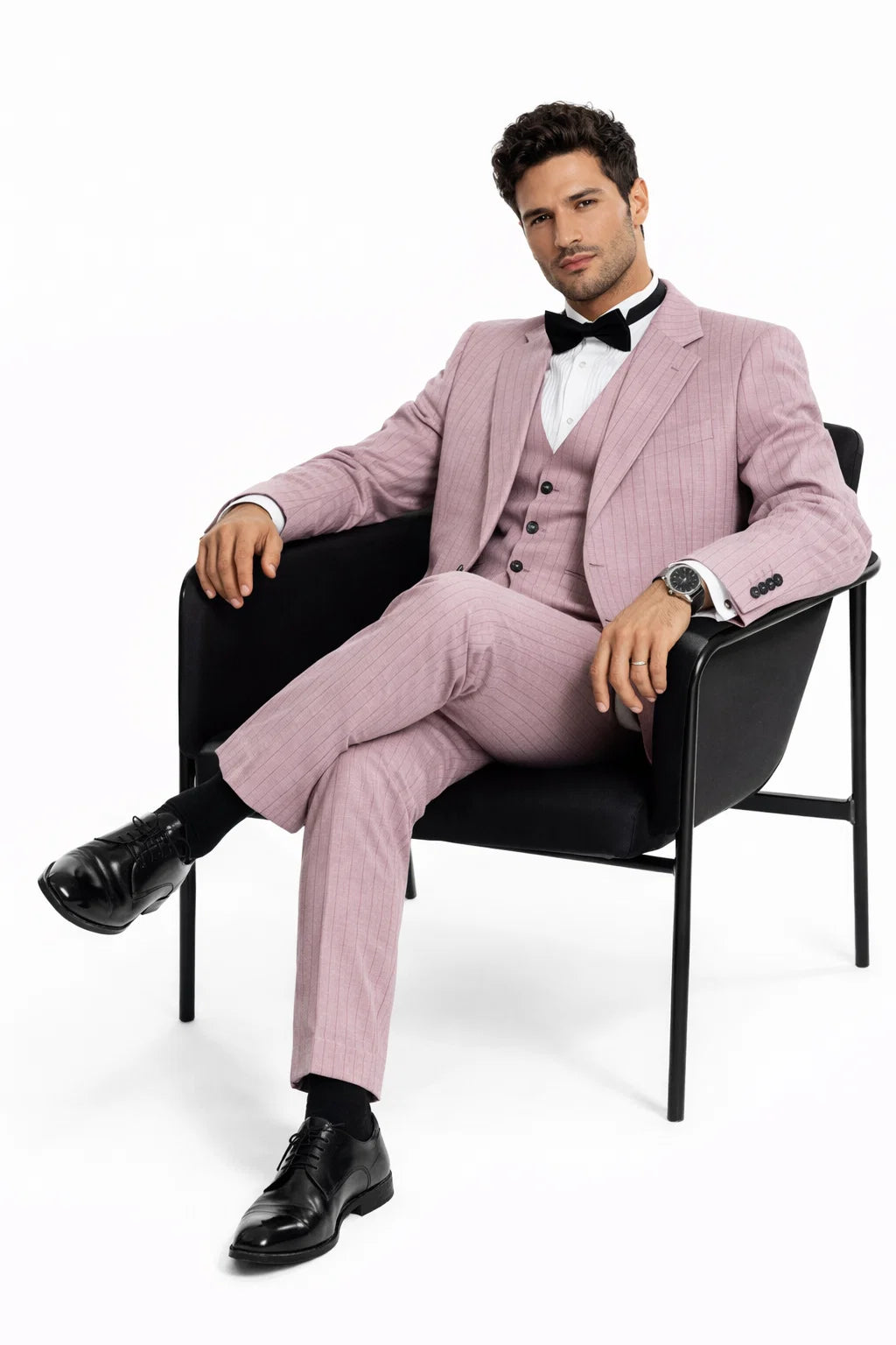 Summer Suits - Pinstripe Suit - Vested Suit - Dusty Rose