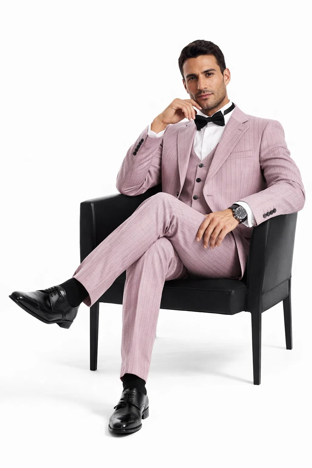 Summer Suits - Pinstripe Suit - Vested Suit - Dusty Rose
