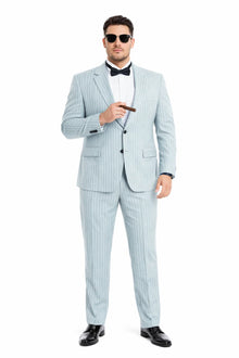 Summer Suits - Pinstripe Suit - Vested Suit - Gray