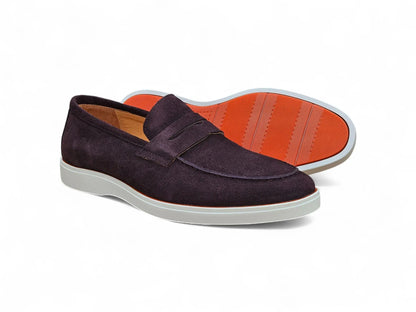 Carrucci Supple Suede Penny Loafer with Sporty Sole
