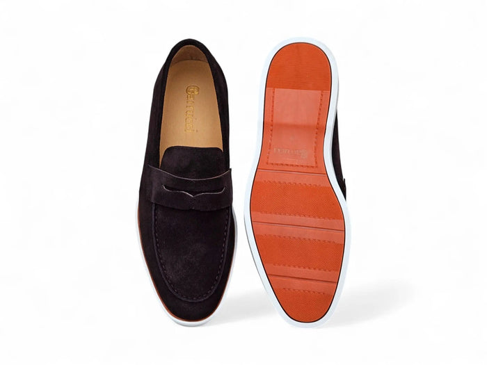 Carrucci Supple Suede Penny Loafer with Sporty Sole