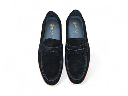Carrucci Supple Suede Penny Loafer with Sporty Sole