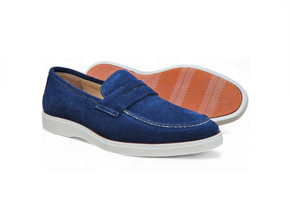 Carrucci Supple Suede Penny Loafer with Sporty Sole