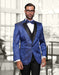 Mens Vested Swirl Patter Notch Lapel Tuxedo in Royal Blue