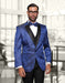 Mens Vested Swirl Patter Notch Lapel Tuxedo in Royal Blue
