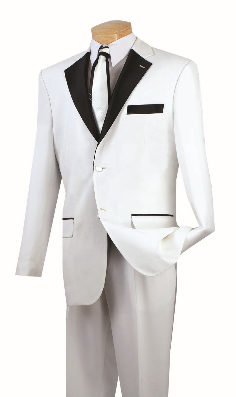 Men's Prom Tuxedo 2 Piece Fancy Lapel In White 2 Buttons Design