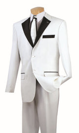 Men's Prom Tuxedo 2 Piece Fancy Lapel In White 2 Buttons Design
