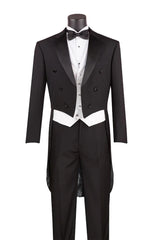 Mens Tuxedo Regular Fit Collection with Tails 3 Piece in Black