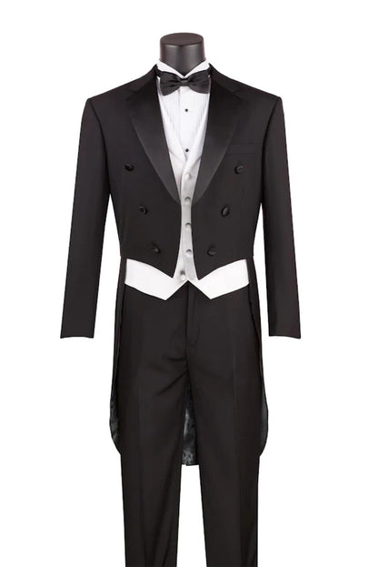 Mens Tuxedo Regular Fit Collection with Tails 3 Piece in Black