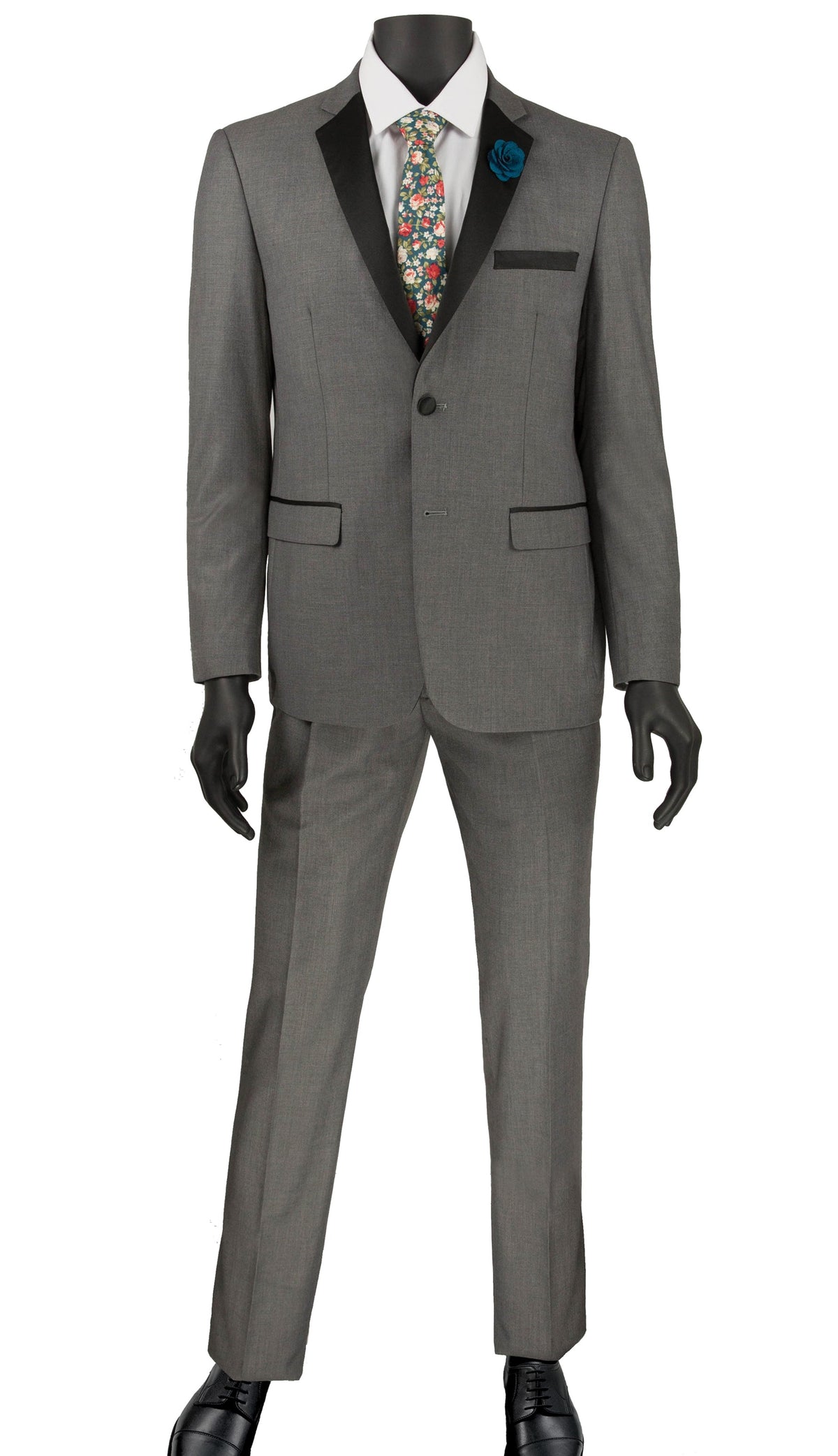 Excalibur Collection - Slim Fit Tuxedo 2 Piece 2 Buttons Design in Gray main image 0