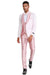 Graduation Suit - Men's One Button Vested Paisley Prom & Wedding Tuxedo with Satin Vest and Pants in Pink