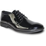 Bravo Mens Classic Plain Toe Shiny Patent Tuxedo Oxford Dress Shoe in Black