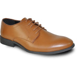 Bravo Mens Classic Plain Toe Oxford Dress Shoe in Light Brown