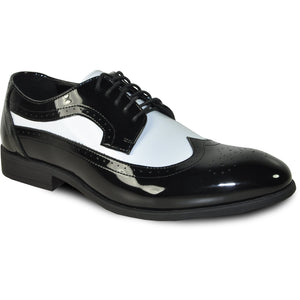 Mens 1920's Gangster Wingtip Dress Shoe in Black and White
