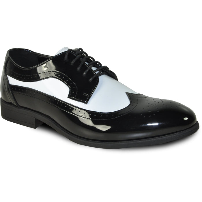 Mens 1920's Gangster Wingtip Dress Shoe in Black and White