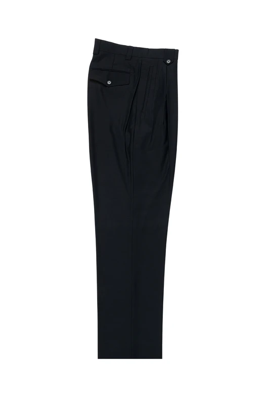 Tiglio Luxe Navy Wide Leg, Pure Wool Dress Pants 2576 TIG1002 — MensUSA
