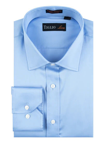 Blue Dress Shirt, Regular Cuff, by Tiglio Genova TIG3013