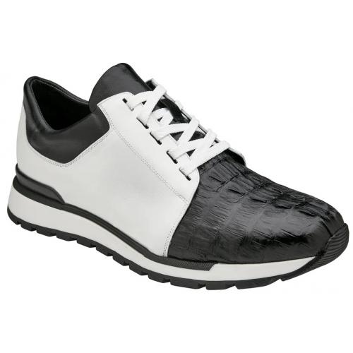 Belvedere Titan Black / White Genuine Crocodile Soft Calf Casual Sneakers
