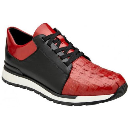 Belvedere Titan Black / Red Genuine Crocodile Soft Calf Casual Sneakers - Image 2