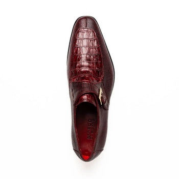 Marco Di Milano Toluca Wine / Burgundy Monk Strap Lizard & Crocodile Shoes - Image 2