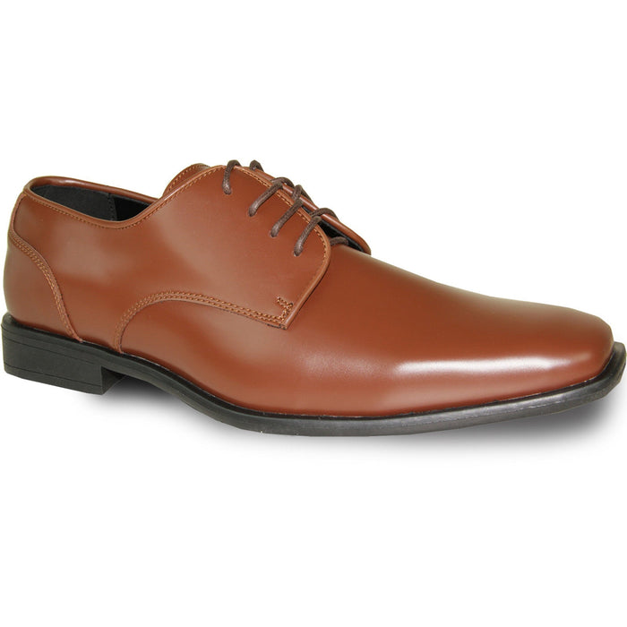 Bravo Mens Modern Pointy Square Toe Oxford Dress Shoe in Cognac
