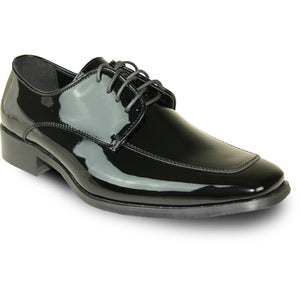 Bravo Mens Classic Moc Toe Shiny Patent Tuxedo Prom Shoe in Black