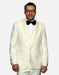 Statement Men's Off-White with White Lapel Vested 100% Wool Tuxedo