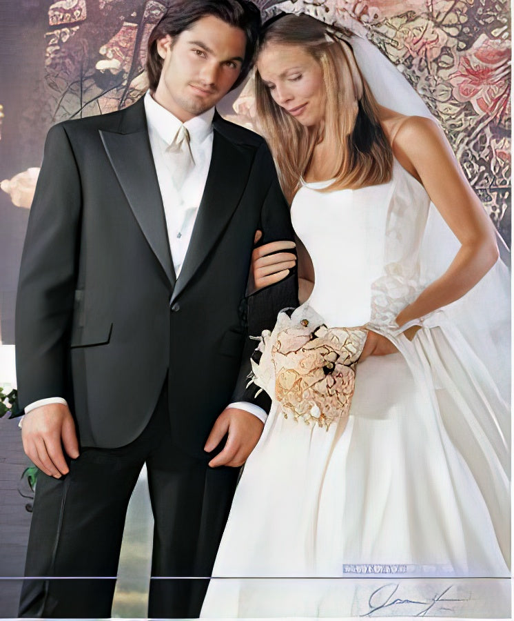 Button Peak Lapel Best Designer One Button Black Tuxedo Suit For Men By Fitted Slim Fitc Cut - Image 9