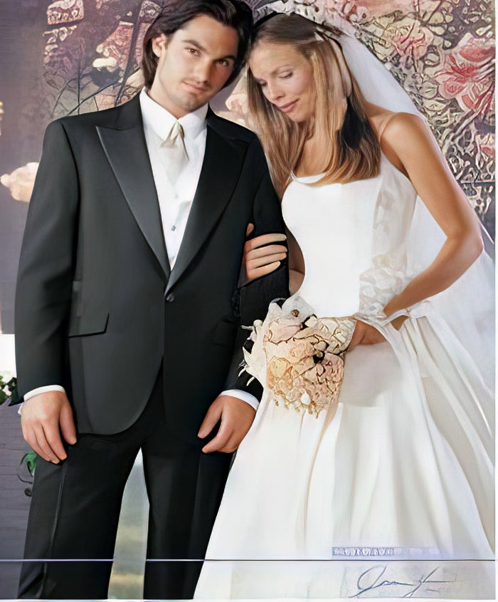 Button Peak Lapel Best Designer One Button Black Tuxedo Suit For Men By Fitted Slim Fitc Cut - Image 9