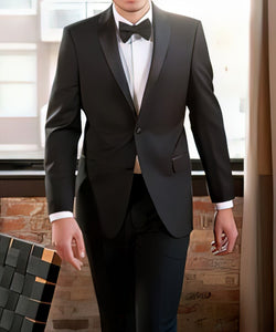 Calvin Klein Tuxedo Super 130'S Luxury Wool Slim Fit Black