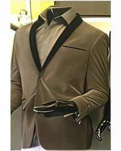 Men'S Grey Tuxedo / Tux / Dinner Jacket Velvet Blazer