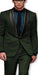 Alberto Nardoni Olive ~ Dark Green Shawl Collar Wool Tuxedo Vested 3PC Suit Black Lapel