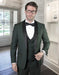 Statement Men's Hunter Green Vested Tuxedo With Black Trim Shawl Lapel