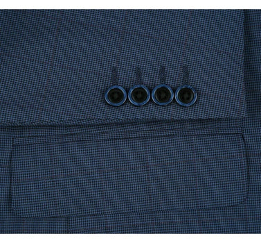 Saco vaquero - Western Sport Coat - Western Blazer - Mens Two Button Classic Fit Wool Sport Coat Blazer In Steel Blue Windowpane Plaid