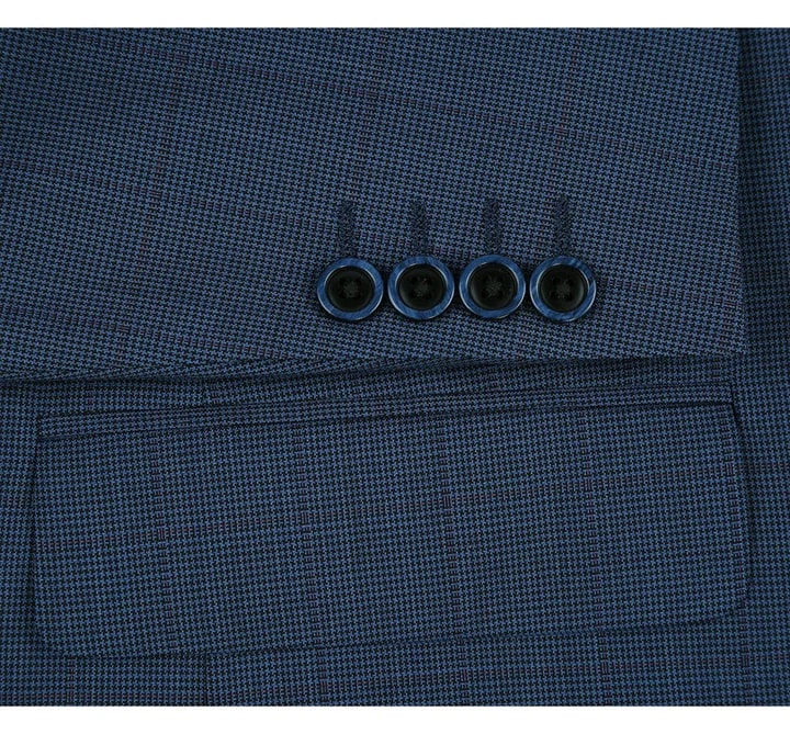 Saco vaquero - Western Sport Coat - Western Blazer - Mens Two Button Classic Fit Wool Sport Coat Blazer In Steel Blue Windowpane Plaid