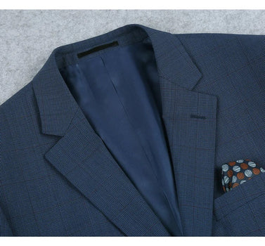 Saco vaquero - Western Sport Coat - Western Blazer - Mens Two Button Classic Fit Wool Sport Coat Blazer In Steel Blue Windowpane Plaid