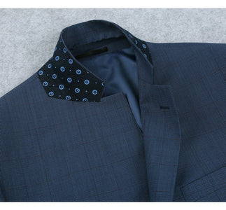 Saco vaquero - Western Sport Coat - Western Blazer - Mens Two Button Classic Fit Wool Sport Coat Blazer In Steel Blue Windowpane Plaid