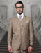 Mens Classic Fit Pleated Pant 2 Button Wool Suit in Bronze