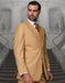 Mens Classic Fit Pleated Pant 2 Button Wool Suit in Camel