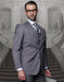 Mens Classic Fit Pleated Pant 2 Button Wool Suit in Heather Charcoal Grey