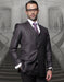 Mens Classic Fit Pleated Pant 2 Button Wool Suit in Charcoal Grey