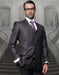 Mens Classic Fit Pleated Pant 2 Button Wool Suit in Charcoal Grey