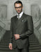 Olive Green Suit - Mens Modern Fit -  No Pleated Pants Pant 2 Button Wool Suit - Business Suit