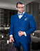 Mens Classic Fit Pleated Pant 2 Button Wool Suit in Sapphire Blue