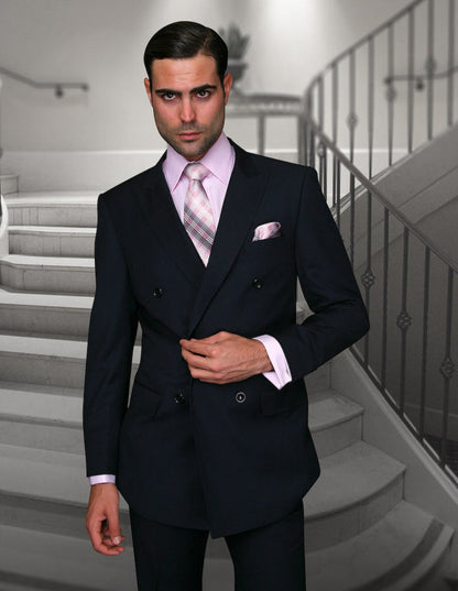 Statement Men's 2-Piece 100% Wool Fashion Suit – Double-Breasted Elegance Modern Fit