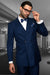 Men's Designer Double Breasted Wool Suit in Sapphire Blue