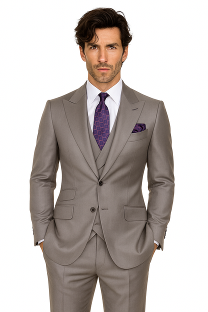 Big Lapel - Wide Lapel - Tom Ford Style Suit - Ticket Pocket - Gray - Image 6