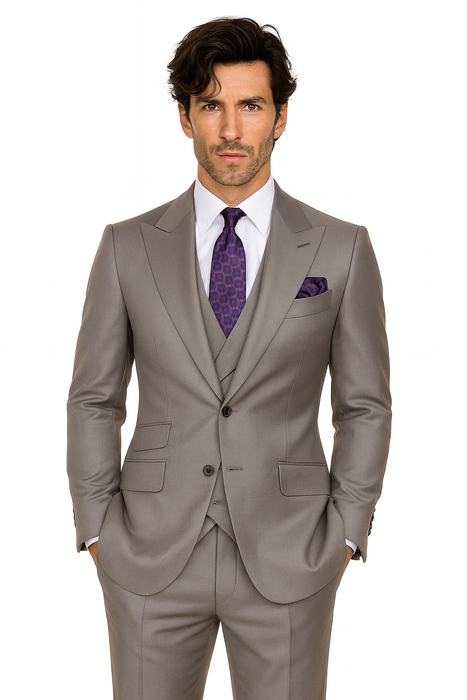 Big Lapel - Wide Lapel - Tom Ford Style Suit - Ticket Pocket - Gray