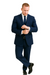 Dark Navy Wide Pinstripe 2 Button Men's Suit - Dark Blue Suit