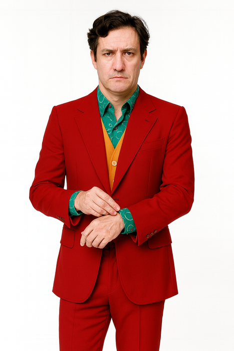 Men's Red Suit With Orange Vest Joker Custom